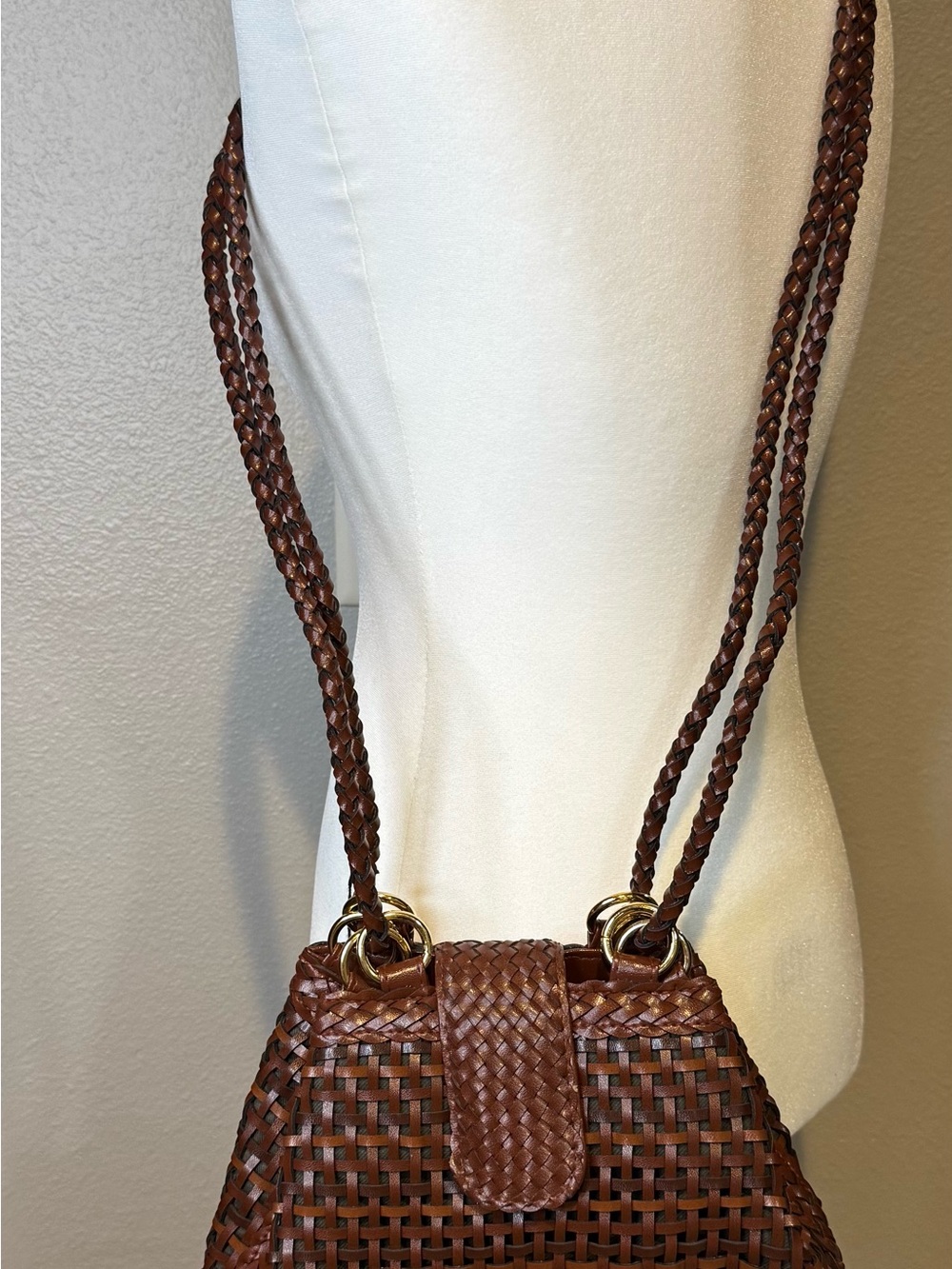 NWT Vintage Y&S Handbags Woven Leather Shoulder Bag - Brown